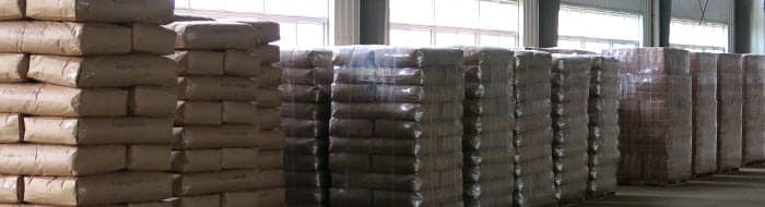 A warehouse with pallets of neatly arranged specialty bulk tea.
