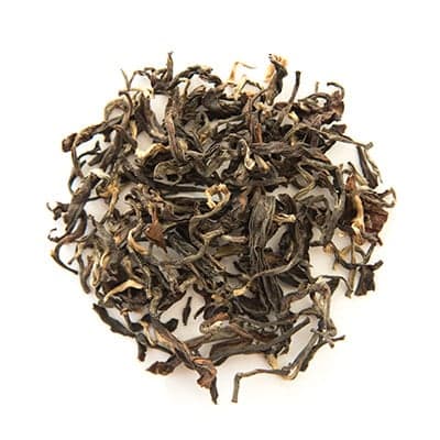 a loose circular grouping of black darjeeling tea